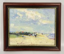 FRAMED OIL ON BOARD DEPICTING A SUFFOLK BEACH SCENE BEARING SIGNATURE CHATTEN, W 24 X H 19CM.