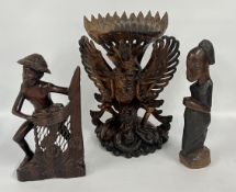 A GROUP OF THREE ETHNIC HARDWOOD CARVINGS.