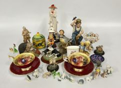 QUANTITY OF COLLECTIBLES INCLUDING AYNSLEY CABINET CUPS, GOEBEL, WADE ANIMALS AND A CHERISHED TEDDY.