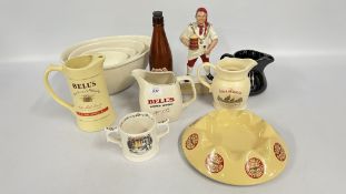 A GROUP OF BREWERY RELATED MEMORABILIA TO INCLUDE BELLS WATER JUGS, WHITBREAD ASHTRAY,