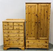 A MODERN PINE CHEST OF DRAWERS, FOUR SMALL SHORT DRAWERS ABOVE FOUR LONG (MARKED CONDITION),