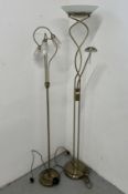 A DESIGNER FLOOR STANDING UPLIGHTER WITH ANGLE POISE READING LIGHT + ONE OTHER - SOLD AS SEEN.