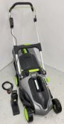 G TECH SLM001 36V CORDLESS LAWN MOWER WITH GRASS COLLECTOR, BATTERY AND CHARGER - SOLD AS SEEN.