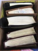 STAMPS: ALL WORLD COLLECTIONS IN FIVE WELL FILLED BINDERS AND IN OLD ALBUM,