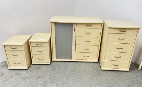 LIGHT WOOD FINISH FIVE DRAWER ONE DOOR CUPBOARD,