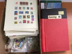 STAMPS: BOX WITH COMMONWEALTH IN THREE VOLUMES, ON LEAVES AND LOOSE, MALTA, AUSTRALIA, KUT,