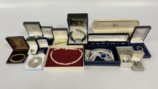 A QUANTITY OF BOXED JEWELLERY TO INCLUDE DANBURY MINT, CARLYLE AND LOTUS ETC.