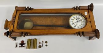 A VINTAGE VIENNA STYLE WALL CLOCK, REQUIRES ATTENTION.