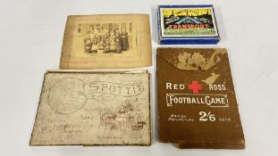 THREE VINTAGE GAMES TO INCLUDE A RED CROSS FOOTBALL GAME,