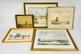 GROUP OF ORIGINAL FRAMED PAINTINGS BY HAROLD CUSHING TO INCLUDE 