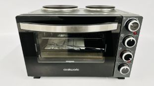 COOKWORKS 28 LITRE MINI OVEN WITH HOB AND INSTRUCTIONS - SOLD AS SEEN.