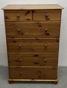 A MODERN HONEY PINE TWO OVER FOUR DRAWER CHEST, W 103 X D 48 X H 122CM.