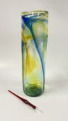 A STUDIO ART GLASS VASE, BEARING INDISTINCT SIGNATURE ALONG WITH AN ART GLASS PEN.