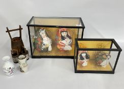 TWO GLAZED JAPANESE DISPLAY CASES CONTAINING 