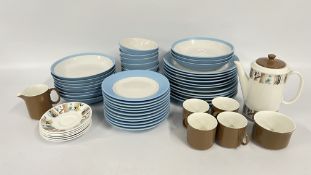 A QUANTITY OF DINNERWARE TO INCLUDE A 'WEST COUNTRY' STAFFORDSHIRE COFFEE SET + DEBENHAMS PACIFIC