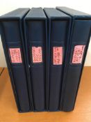 STAMPS: GUERNSEY AND JERSEY MINT AND FDC COLLECTIONS IN FOUR GOOD BOXED LINDNER ALBUMS.