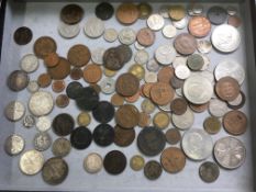 COINS: TUB OF MIXED TO INCLUDE A FEW SILVER, ENGLISH 1910 SIXPENCE, NETHERLANDS,
