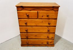 A GOOD QUALITY SOLID PINE TWO OVER FOUR DRAWER CHEST, W 97 X D 45 X H 116CM.