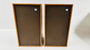 PAIR WHARFEDALE LINTON 3XP TEAK FINISH LOUDSPEAKERS WITH ORIGINAL BOX - SOLD AS SEEN.