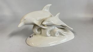 ROYAL DOULTON CLASSICS, DOLPHINS ON CREST OF A WAVE, 27CM WIDE.