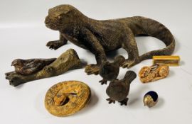 GROUP OF EIGHT ANIMAL STUDIES AND SCULPTURES TO INCLUDE HANDMADE RABBIT WITH H&K BREACH 2015 MARKED