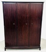 STAG MINSTREL THREE DOOR WARDROBE, W 140 X D 61 X H 177CM, SIGNS OF PAINT DAMAGE.