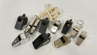 A TUB OF ASSORTED VINTAGE WHISTLES TO INCLUDE 