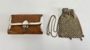 A VINTAGE LEATHER SKIN PURSE,