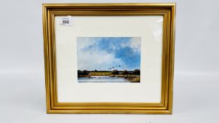 A FRAMED AND MOUNTED OIL ON BOARD TITLED 