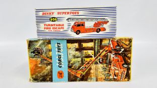 TWO VINTAGE BOXED DIE CASED MODELS TO INCLUDE DINKY SUPERTOYS 956 TURNTABLE FIRE ESCAPE ENGINE PLUS