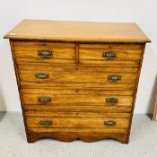 A SATIN BIRCH FIVE DRAWER CHEST.