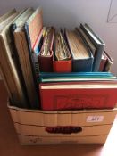 STAMPS: BOX WITH GENERAL COLLECTIONS AND REMAINDERS IN THIRTEEN VOLUMES.