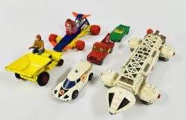 A VINTAGE DINKY MECCANO EAGLE TRANSPORTER (REQUIRES ATTENTION) + A GROUP OF VINTAGE DIE-CAST