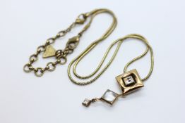 A CONTEMPORARY DESIGNER PENDANT NECKLACE MARKED 