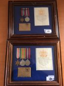MEDALS: TWO FRAMED DISPLAYS WITH WW2 MEDALS, AWARD CERTIFICATES AND BOXES OF ISSUE TO LT. COMD.