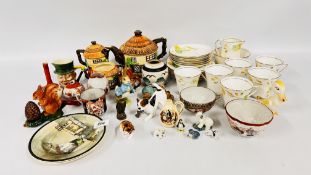 A GROUP OF COLLECTABLE CERAMIC ITEMS TO INCLUDE DOULTON TERRIER, BESWICK PETER RABBIT, BESWICK DUCK,