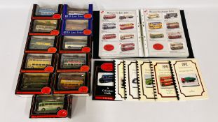 A TRAY OF 11 BOXED EFE MODELS AND A SMALL TRAY OF RELATED EFE BOOKS.