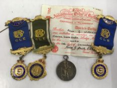 MEDALS: R.A.O.B. MEDALS (3) TWO BEING SILVER GILT, ALSO BOXING MEDAL (4 MEDALS).