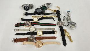 A GROUP OF ASSORTED WRIST WATCHES TO INCLUDE DESIGNER BRANDED EXAMPLES.