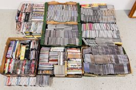 8 BOXES CONTAINING MOSTLY CD's (SOME SEALED), DVD's AND CASSETTES,