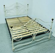 VINTAGE STYLE METAL BED FRAME, HEADBOARD 150CM WIDE.