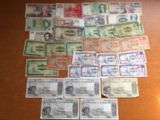 BANK NOTES: SMALL SELECTION MAINLY WELL CIRCULATED OR WORN NOTES TO INCLUDE FRENCH WEST AFRICAN