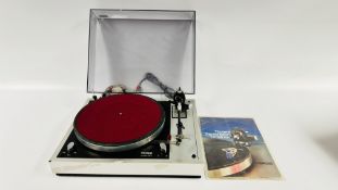 THORENS TD 160 MKII TURNTABLE WITH INSTRUCTIONS AND ORIGINAL BOX (PERSPEX COVER HINGES A/F) - SOLD