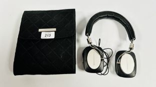 A PAIR OF BOWERS & WILKINS P5 MOBILE HI FI ON EAR HEADPHONES WITH INSTRUCTIONS AND CASE - SOLD AS