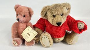 A HAND MADE U.S. BARBARAS ORIGINALS NO. 34 HONEY CUP BEAR + A DEANS RAG BOOK BEAR.