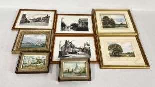 COLLECTION OF FRAMED ORIGINALS & PHOTOS TO INCLUDE 2 X GILT OVAL FRAMED OIL ON BOARD OF 
