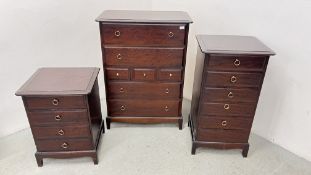 GROUP OF STAG MINSTREL FURNITURE TO INCLUDE TALLBOY SEVEN DRAWER CHEST OF DRAWERS,