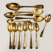 TWELVE SILVER SPOONS TO INCLUDE A SET OF SIX, VARIOUS HALLMARKS.