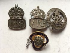 MILITARIA: WW1 WOUND BADGE TO RAF 10966, TWO SILVER A.R.P. BADGES AND BRITISH LEGION BADGE, R.N.A.S.