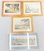 4 X FRAMED AND GLAZED GAME PARTRIDGE, SNIPE & RABBIT SHOOTING PRINTS, THE LARGEST 41 X 84,